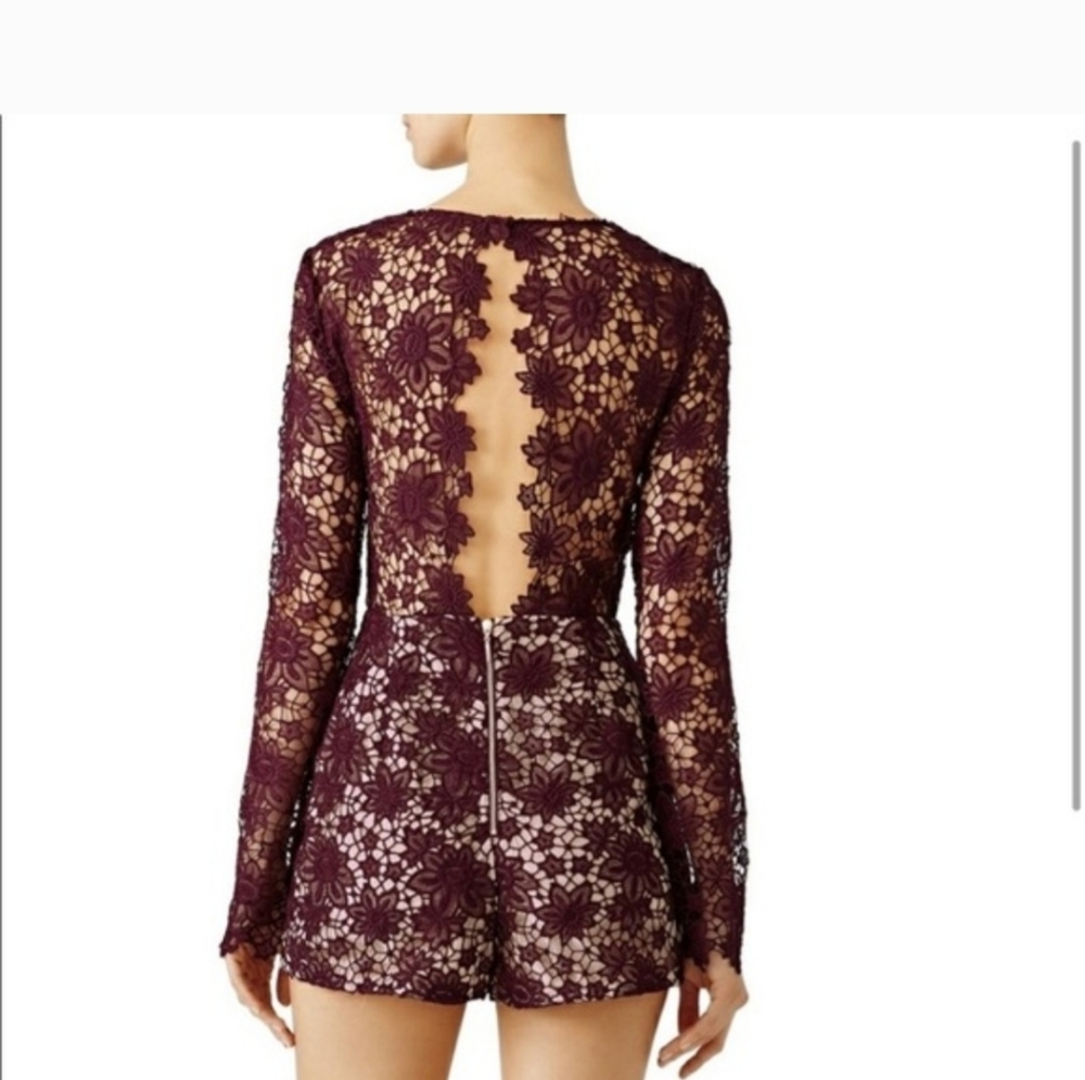 Stylestalker Burgundy Lace Romper